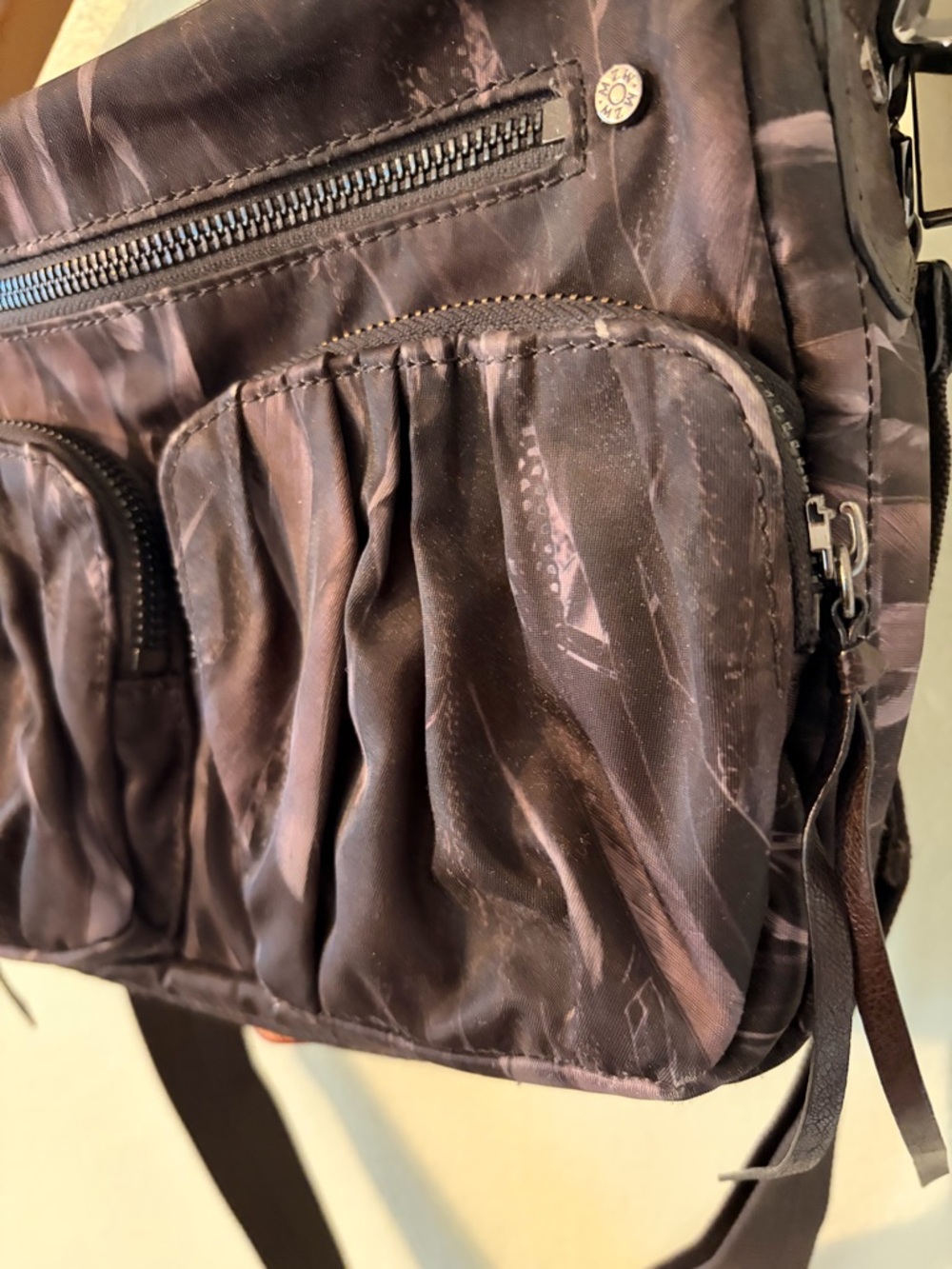EUC MZ Wallace Brown Featherprint Shoulder/Crossbody Bag - Picture 4 of 11